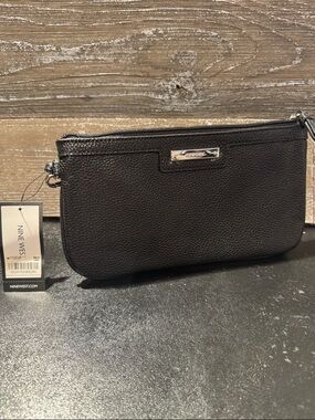 Nine West Black Textured Wristlet with Silver Accent